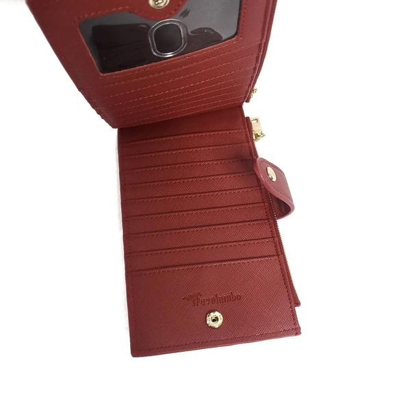 Travelambo Womens Wallet RFID Blocking Bifold Multi Card Case Red Minimalist - Picture 3 of 7